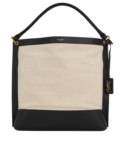 Colour Block Hobo, £595, Handbags, Black/Cream, Canvas/Leather, Front view